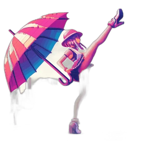 umbrella, hat, dress, staff transparent PNG cut-out