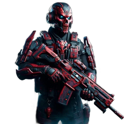robot, weapon, face, concept art transparent PNG cut-out