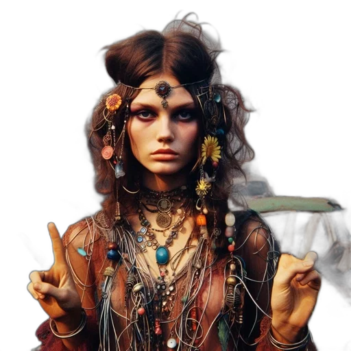 jewelry, staff, face, hair transparent PNG cut-out