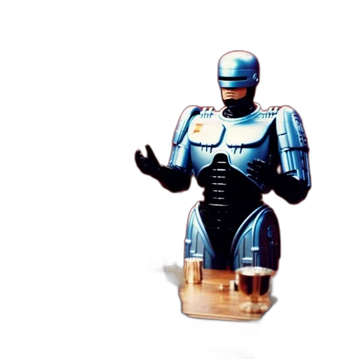 robot, 3d render, concept art, vaporwave transparent PNG cut-out