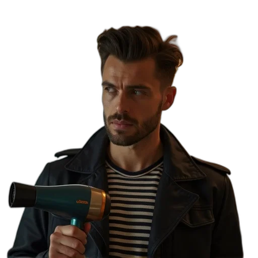 jacket, staff, weapon, hair transparent PNG cut-out