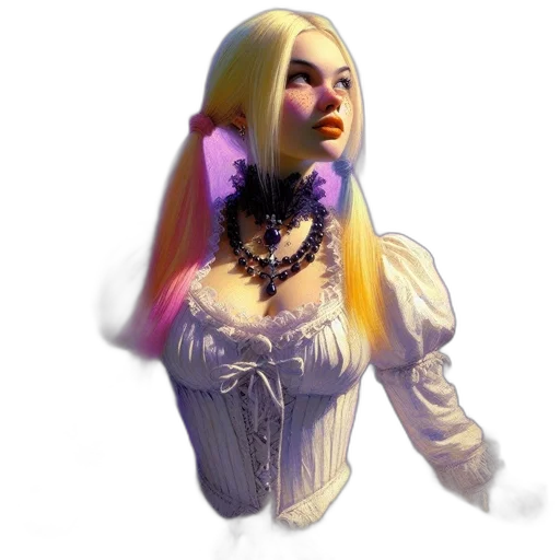 dress, face, jewelry, staff transparent PNG cut-out