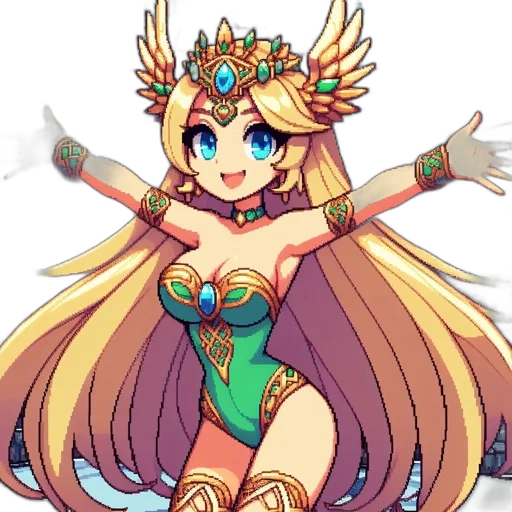 crown, staff, pixel art, fantasy art transparent PNG cut-out