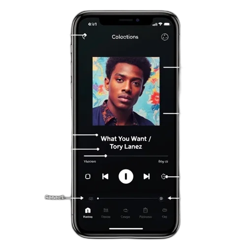 smartphone, screen, displaying, music transparent PNG cut-out