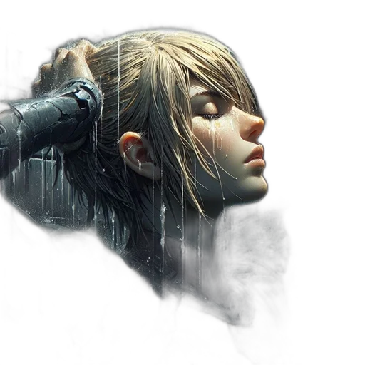 face, concept art, photorealistic, cyberpunk transparent PNG cut-out