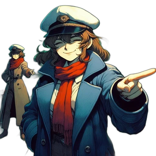 staff, hat, weapon, jacket transparent PNG cut-out