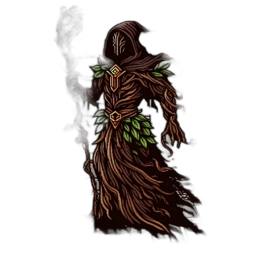 staff, creature, tree, dress transparent PNG cut-out
