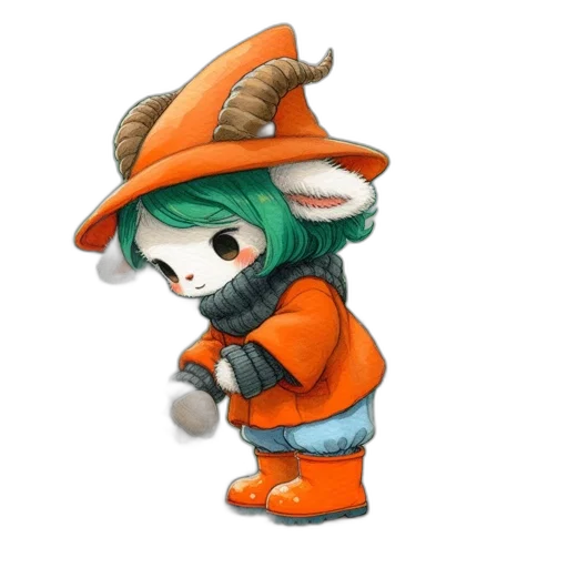 hat, staff, weapon, creature transparent PNG cut-out