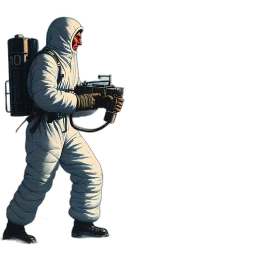 jacket, robot, weapon, mask transparent PNG cut-out