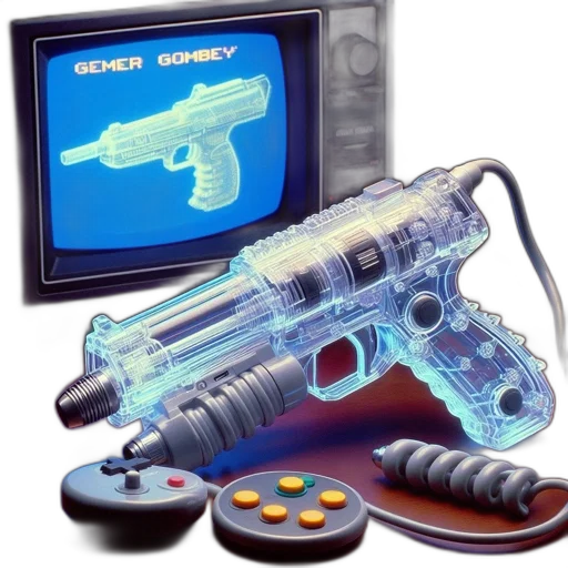 weapon, robot, cyberpunk, vaporwave transparent PNG cut-out