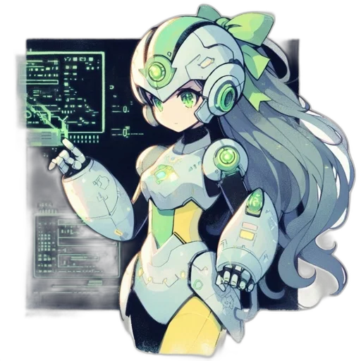 robot, staff, weapon, cyberpunk transparent PNG cut-out