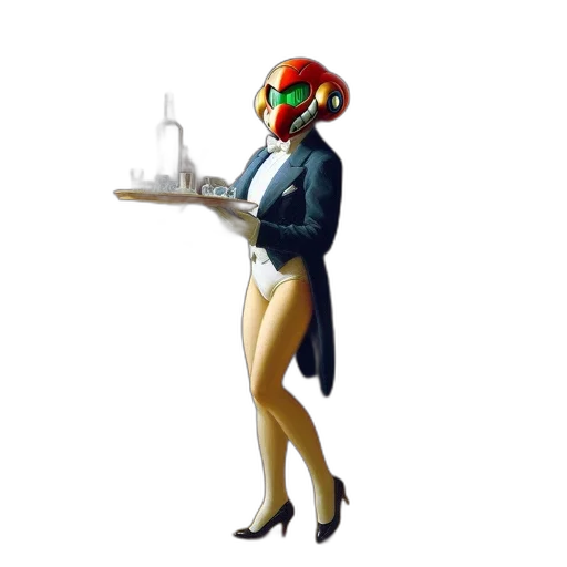 robot, staff, concept art, 3d render transparent PNG cut-out