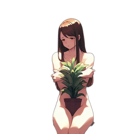 flower, dress, crown, creature transparent PNG cut-out