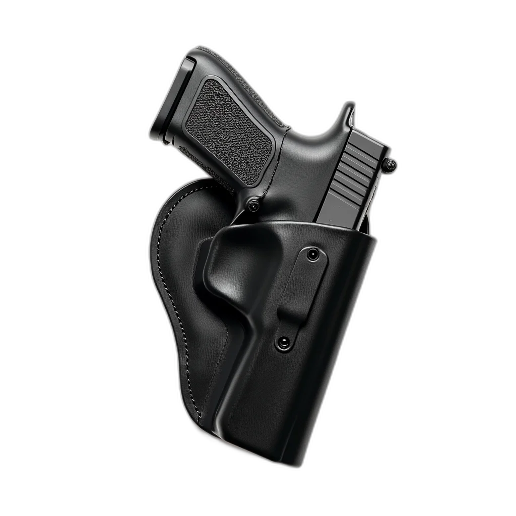 weapon, 3d render, black, leather transparent PNG cut-out
