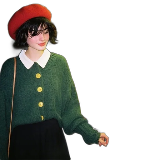 jacket, hat, dress, staff transparent PNG cut-out