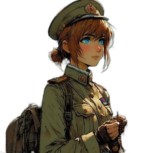 staff, weapon, jacket, hat transparent PNG cut-out