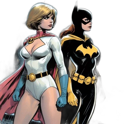 comic book art, concept art, two, female transparent PNG cut-out