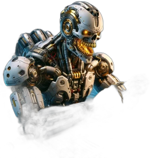 robot, mask, concept art, 3d render transparent PNG cut-out