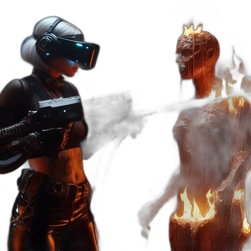 robot, concept art, cyberpunk, 3d render transparent PNG cut-out