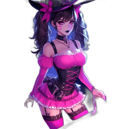dress, hat, staff, weapon transparent PNG cut-out