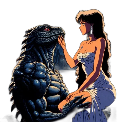dragon, dress, comic book art, concept art transparent PNG cut-out