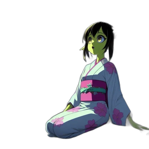 creature, jacket, dress, staff transparent PNG cut-out
