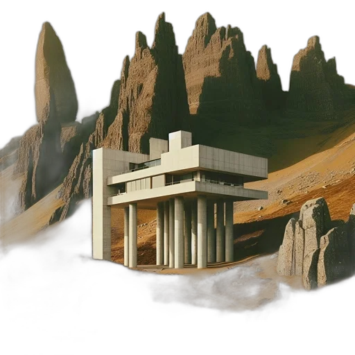 building, concept art, photorealistic, 3d render transparent PNG cut-out