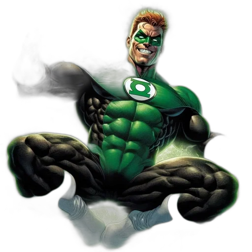 comic book art, concept art, green, muscular transparent PNG cut-out