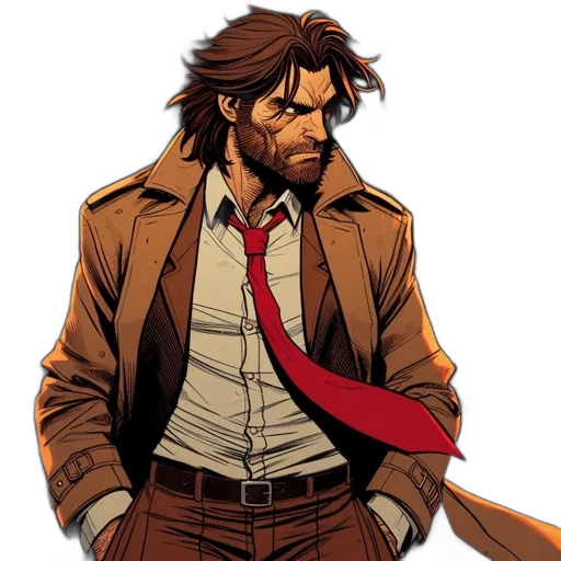 jacket, staff, comic book art, concept art transparent PNG cut-out