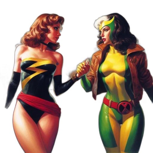 comic book art, concept art, neon lights, two transparent PNG cut-out