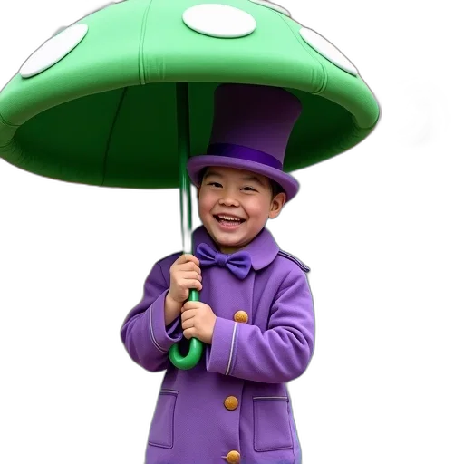 umbrella, hat, staff, 3d render transparent PNG cut-out