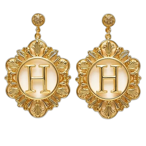 jewelry, pair, gold, earrings transparent PNG cut-out
