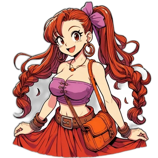dress, staff, anime, cartoon transparent PNG cut-out
