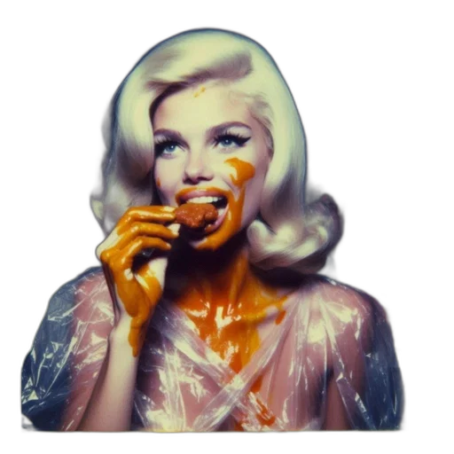 food, face, photorealistic, neon lights transparent PNG cut-out