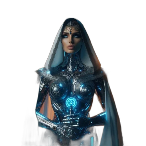 robot, dress, face, fantasy art transparent PNG cut-out