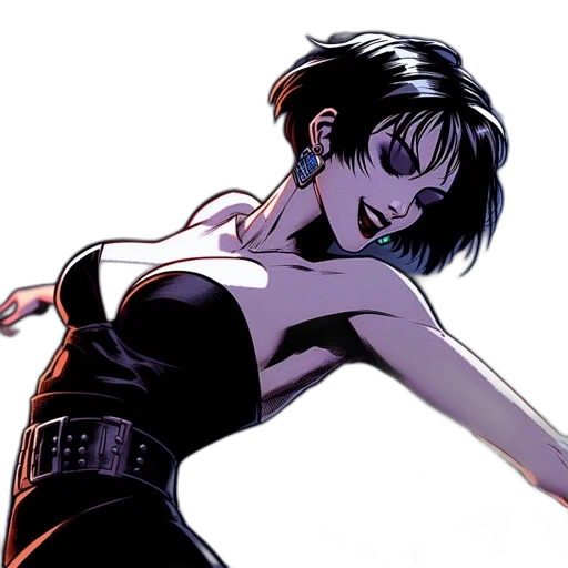 dress, comic book art, concept art, cyberpunk transparent PNG cut-out