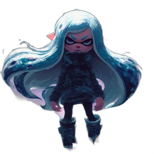 jacket, creature, hair, staff transparent PNG cut-out