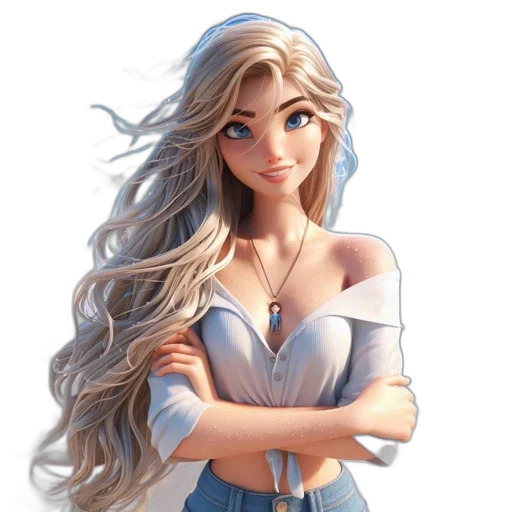 dress, face, jewelry, staff transparent PNG cut-out