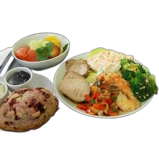 food, photorealistic, meal, tray transparent PNG cut-out