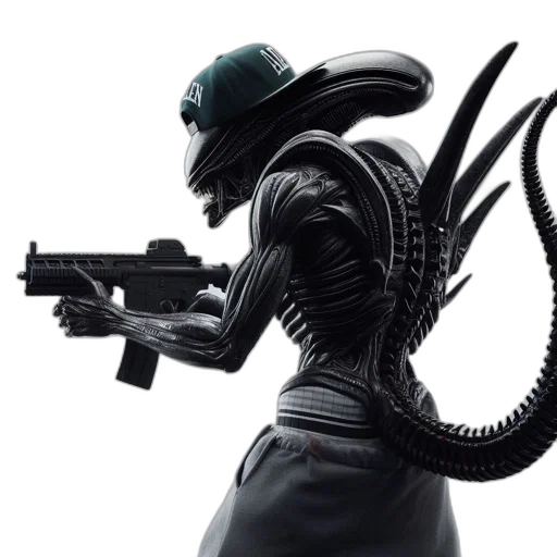 creature, concept art, cyberpunk, 3d render transparent PNG cut-out
