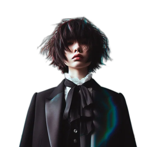 jacket, hair, face, concept art transparent PNG cut-out