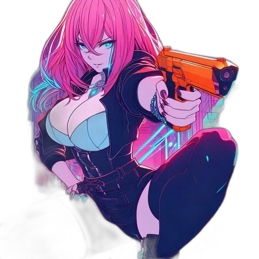 weapon, jacket, robot, cyberpunk transparent PNG cut-out