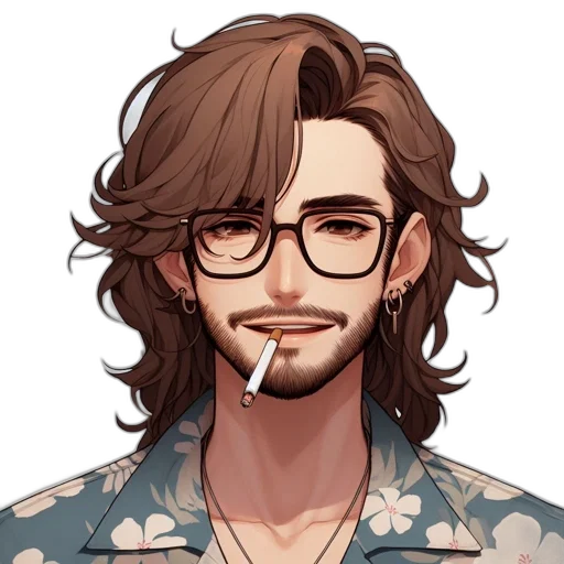 hair, face, staff, jacket transparent PNG cut-out