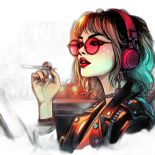 jacket, face, cyberpunk, concept art transparent PNG cut-out