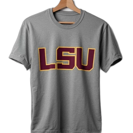 grey, t-shirt, lsu, logo transparent PNG cut-out