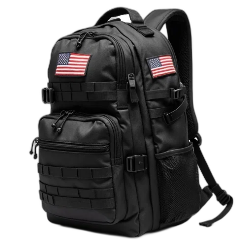 black, tactical, backpack, large transparent PNG cut-out