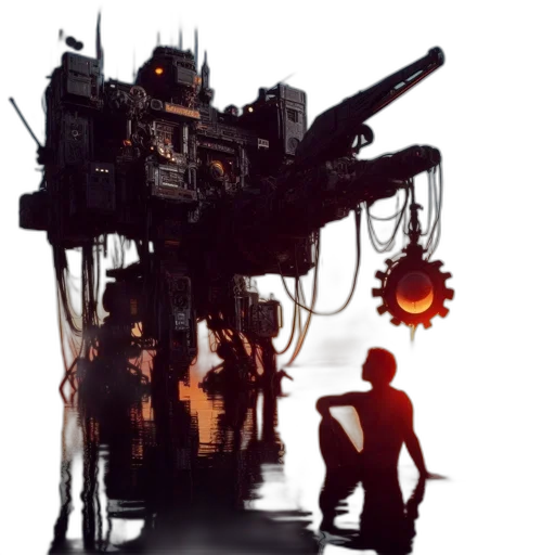 robot, weapon, concept art, cyberpunk transparent PNG cut-out