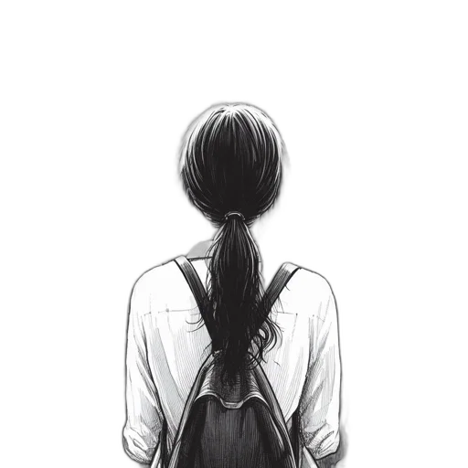 hair, jacket, dress, staff transparent PNG cut-out