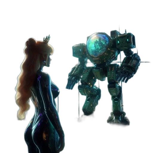 robot, weapon, concept art, 3d render transparent PNG cut-out