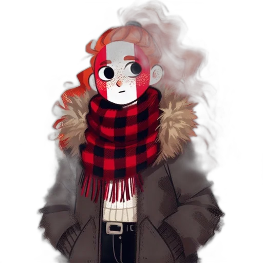 jacket, mask, creature, staff transparent PNG cut-out